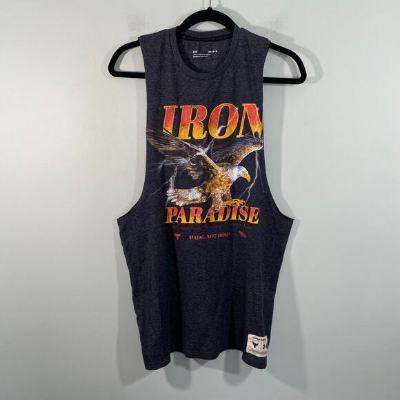 Under Armour Men Grey Project Rock "Iron Paradise" Muscle Tank Size M - Picture 1 of 7